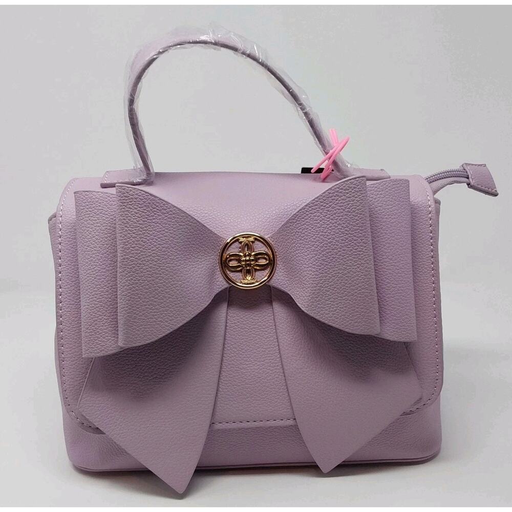 Women’s Lilac Bow Satchel Handbag Crossbody Purse Gold Hardware NWT